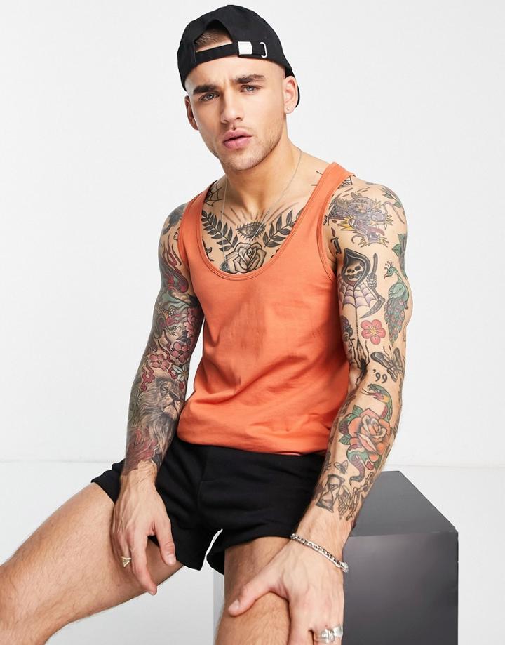 Asos Design Tank Top In Orange