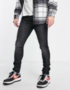 Armani Exchange J33 Super Skinny Jeans In Washed Black