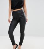 Missguided Petite Vice High Waisted Coated Skinny Jean - Black