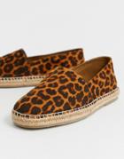 Asos Design Espadrilles In Leopard Print - Tan