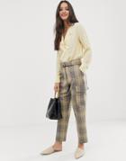 French Connection Belted High Waisted Check Pants-multi