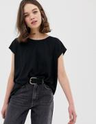 Noisy May Wide Neck T-shirt-black