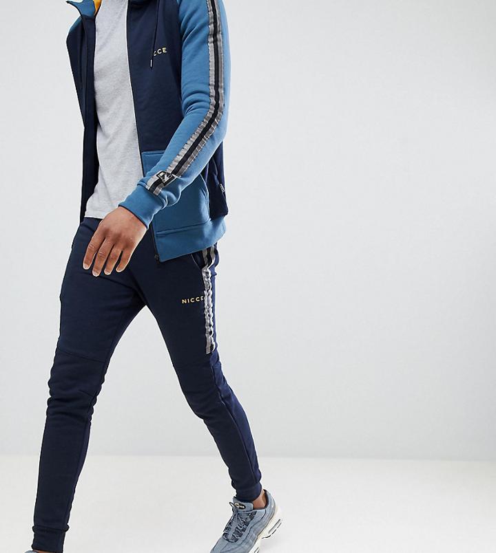 Nicce Skinny Joggers In Navy With Side Stripe Exclusive To Asos - Navy
