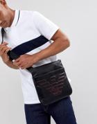 Emporio Armani Contrast Stitch Logo Large Flight Bag In Black - Black