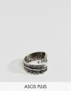 Asos Plus Ring With Feather Wrap Around - Silver
