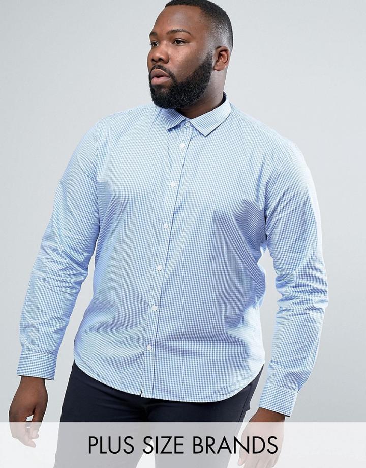 Lambretta Plus Smart Check Slim Fit Shirt - Blue