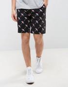 Asos Slim Shorts With Rainy Day Print - Black