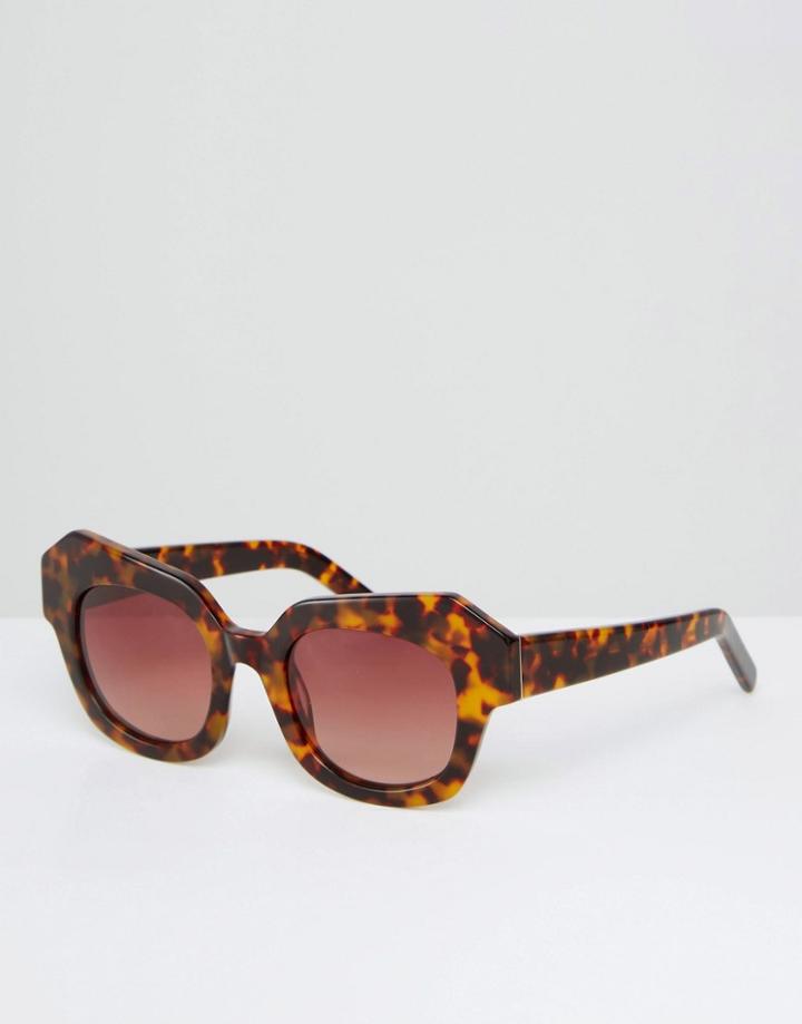 Asos Premium Handmade Angular Round Sunglasses - Brown