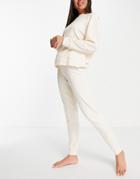 Asos Design Lounge Lightweight Slubby Sweat & Sweatpants Set In Oatmeal-neutral