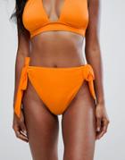 Asos High Leg Tie Side Bikini Bottom - Orange