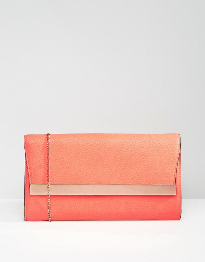 New Look Metal Bar Clutch - Orange