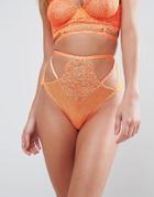 Asos Kitty Lace Detail High Waist Pant - Orange