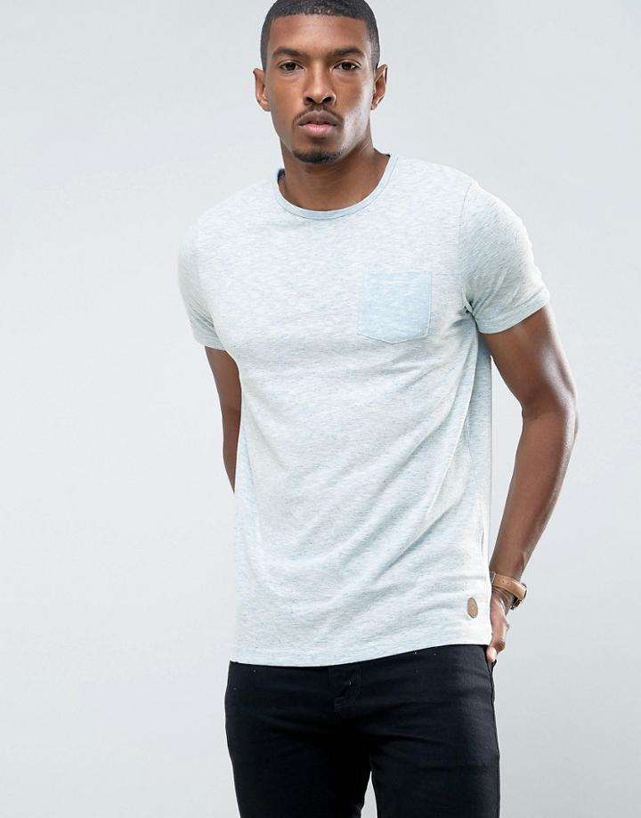 Brave Soul Fleck T-shirt With Pocket - Blue