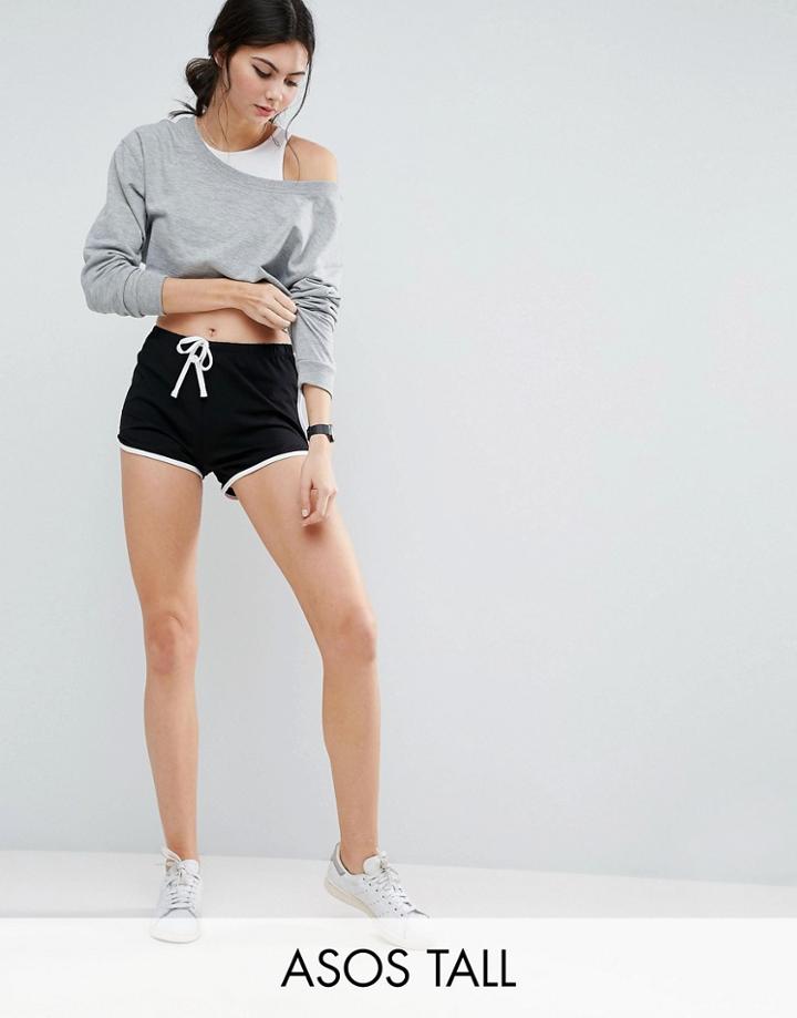 Asos Tall Basic Runner Shorts With Contrast Binding - Black