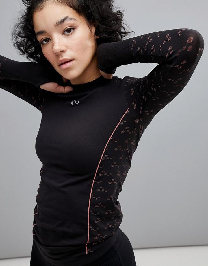 Only Play Printed High Neck Seamless Top - Black