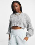 Parallel Lines Cable Knit Sweater Set In Gray-grey