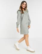 Pieces Smock Dress With Shirred Cuff In Light Green