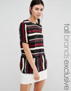 Y.a.s Tall Contrast Stripe Print Woven Top - Multi
