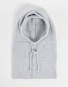 Pieces Ribbed Hoodie Snood In Light Gray