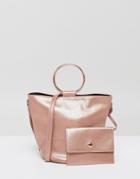 Asos Cross Body Bag With Ring Handle Detail - Gold