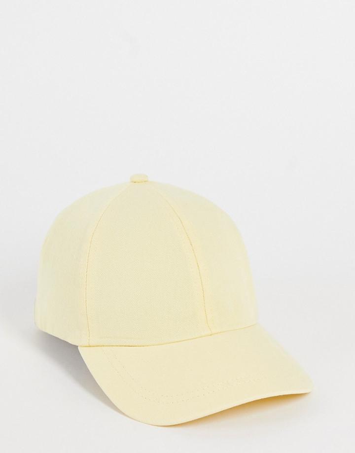 Asos Design Soft Baseball Cap In Lemon-yellow