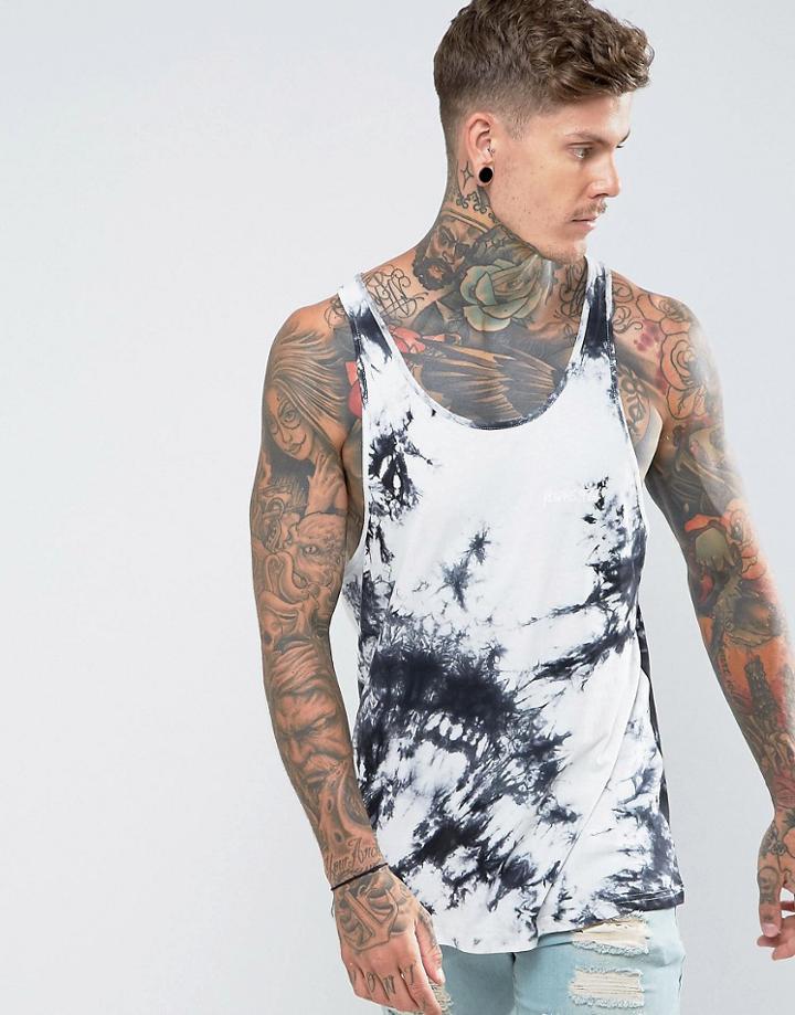 Roadies Of 66 Oversized Tank In Tie Dye - Black