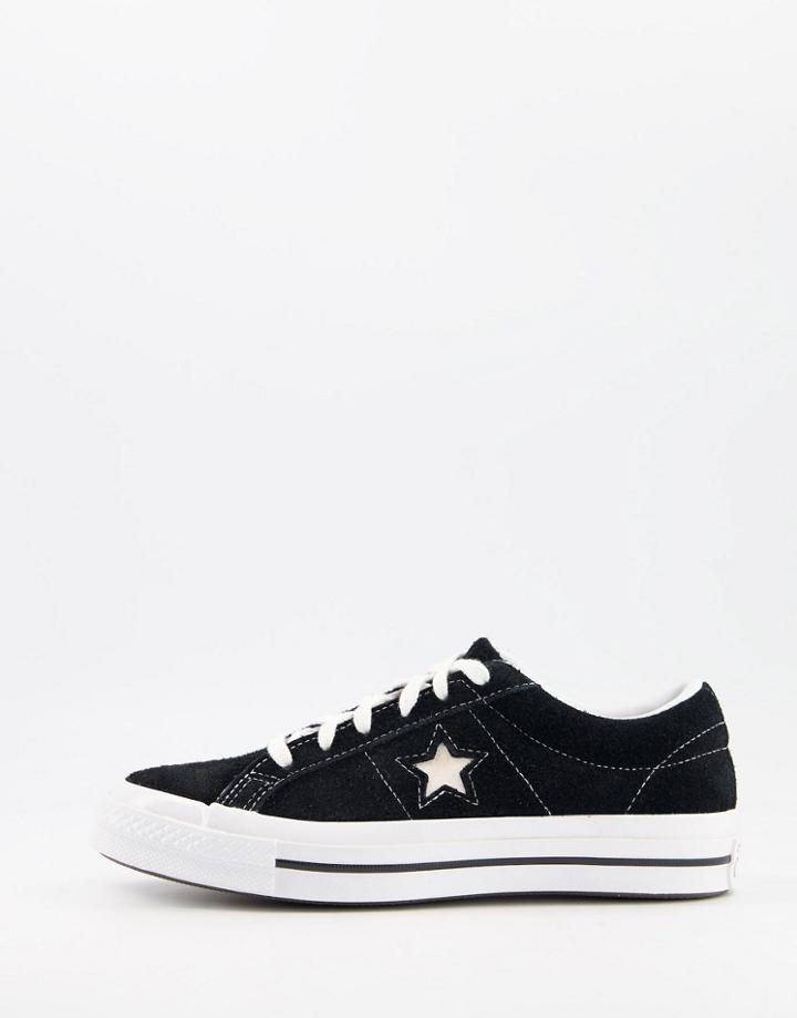 Converse One Star Ox Vintage Suede Sneakers In Black