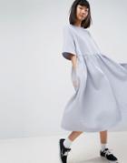 Asos White Oversized Waffle Dress - Blue