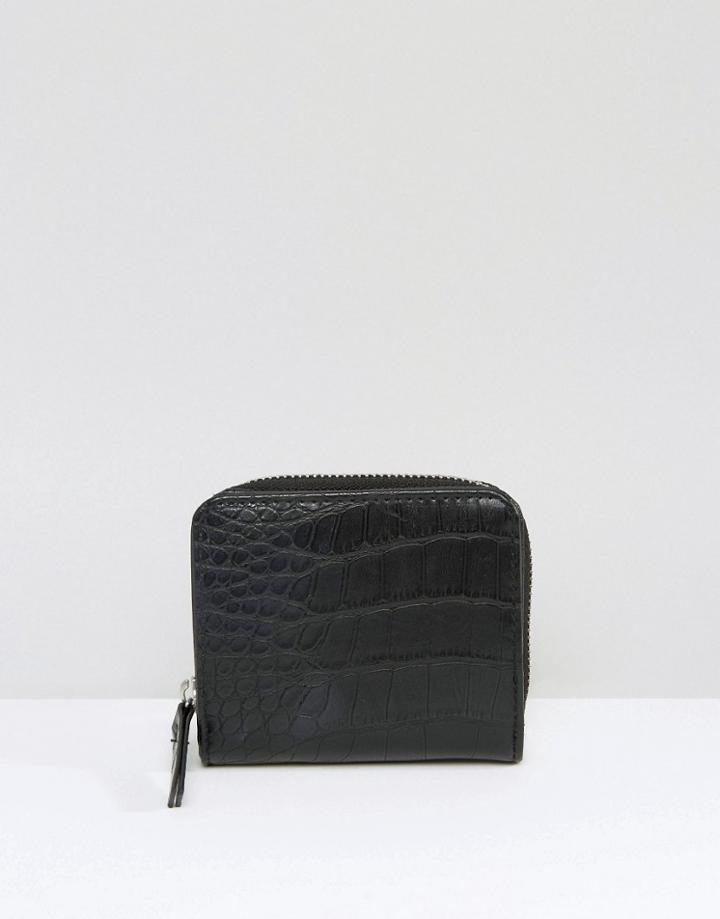 Monki Croc Print Coin Purse - Black