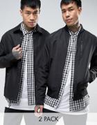 Asos Bomber Jacket/coach Jacket 2 Pack In Black Save - Black