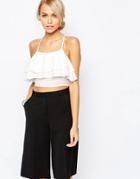 Ax Paris Crop Frill Top - Cream