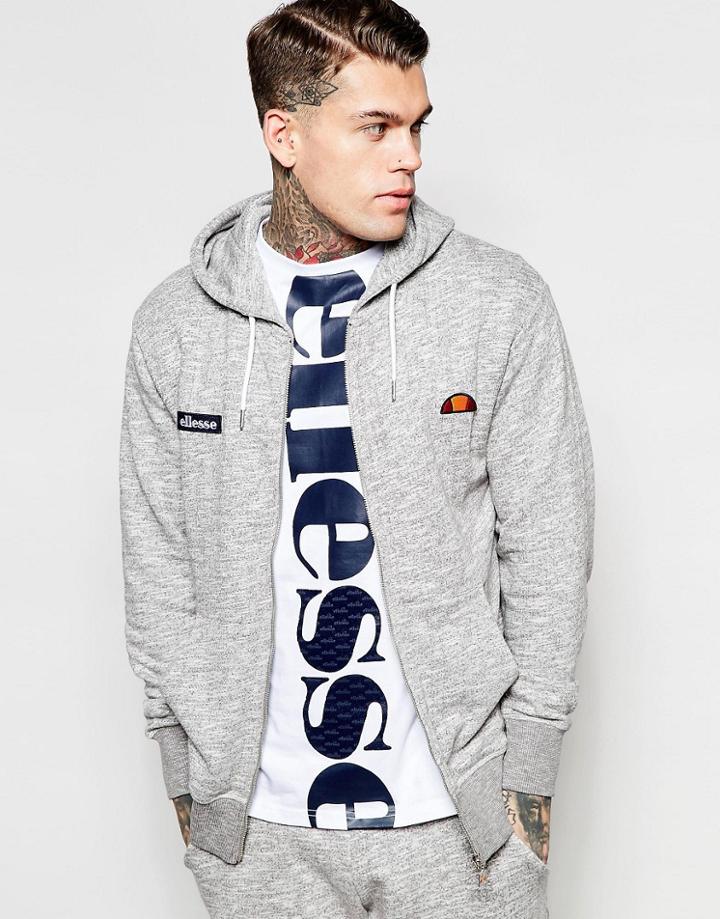 Ellesse Hoodie With Taping - Gray Slab Marl