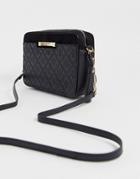 River Island Embossed Monogram Crossbody Bag In Black