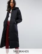 Fila Tall Padded Coat With Hood And Logo Detail - Black