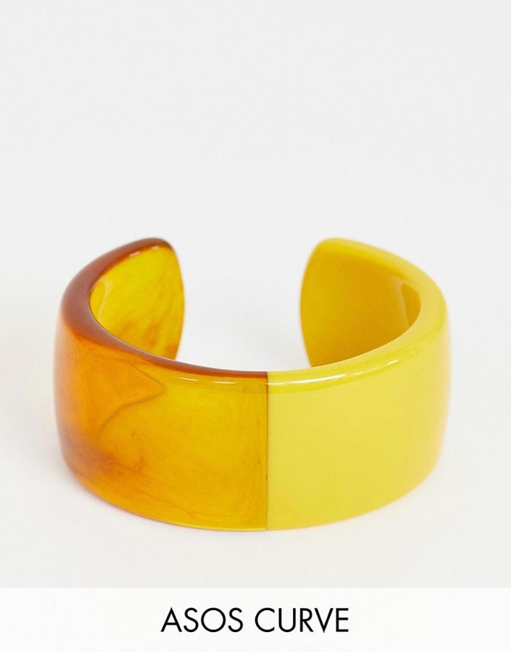 Asos Design Curve Cuff Bracelet In Split Resin And Tortoiseshell Design - Multi