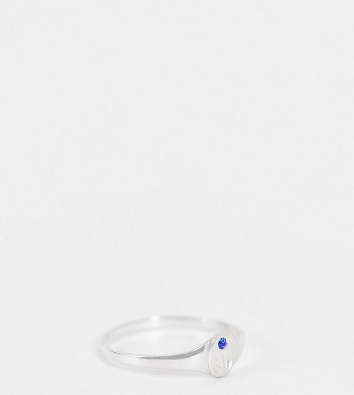 Kingsley Ryan Curve September Birthstone Ring In Sterling Silver With Peridot Crystal