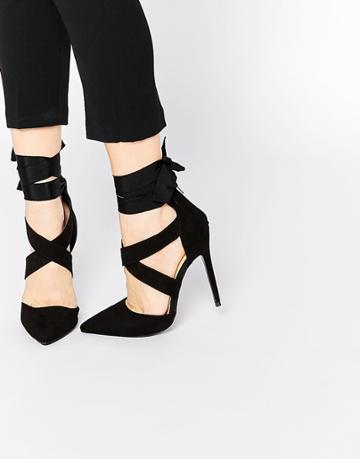 Lost Ink Catch Black Soft Tie Wrap Shoe - Black