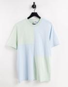Puma Classics Patchwork T-shirt In Pastel Blue And Green-blues