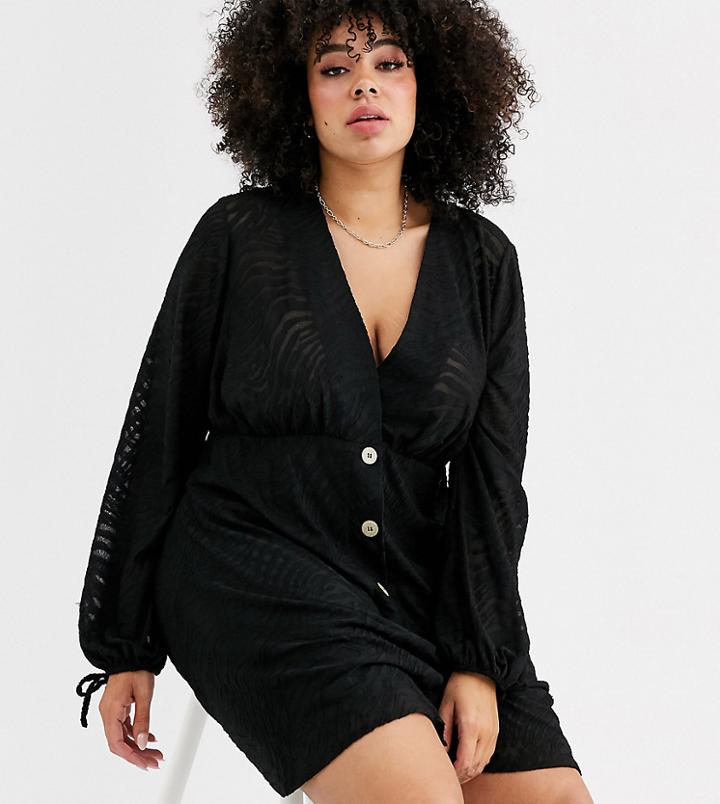 Asos Design Curve Mini Burnout Zebra Tea Dress-green