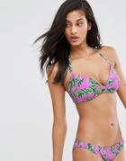 Asos Fuller Bust Mix And Match Hot Tropic Print Plunge Bikini Top Dd-g