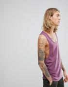 Asos Design Tank With Extreme Racer Back In Purple Marl - Purple