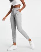Asos Design Basic Slim Sweatpants In Gray Heather-grey