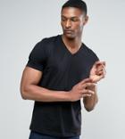Asos Design Tall T-shirt With V Neck In Black - Black