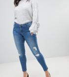 Vero Moda Curve Shape Up Distressed Skinny Jean - Blue