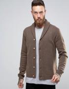 Asos Lambswool Rich High Neck Cardigan - Brown