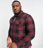 Brave Soul Plus Long Sleeve Check Shirt In Burgundy-red