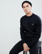 Fred Perry Slim Fit Twin Tipped Crew Neck Sweater In Black - Black