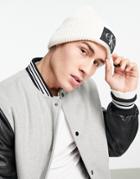 Calvin Klein Jeans Monogram Badge Beanie In White