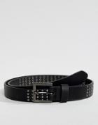 Asos Slim Belt In Faux Leather With Shiny Studding - Black