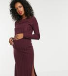 Asos Design Maternity Nursing Fine Knit Ribbed Dress-red